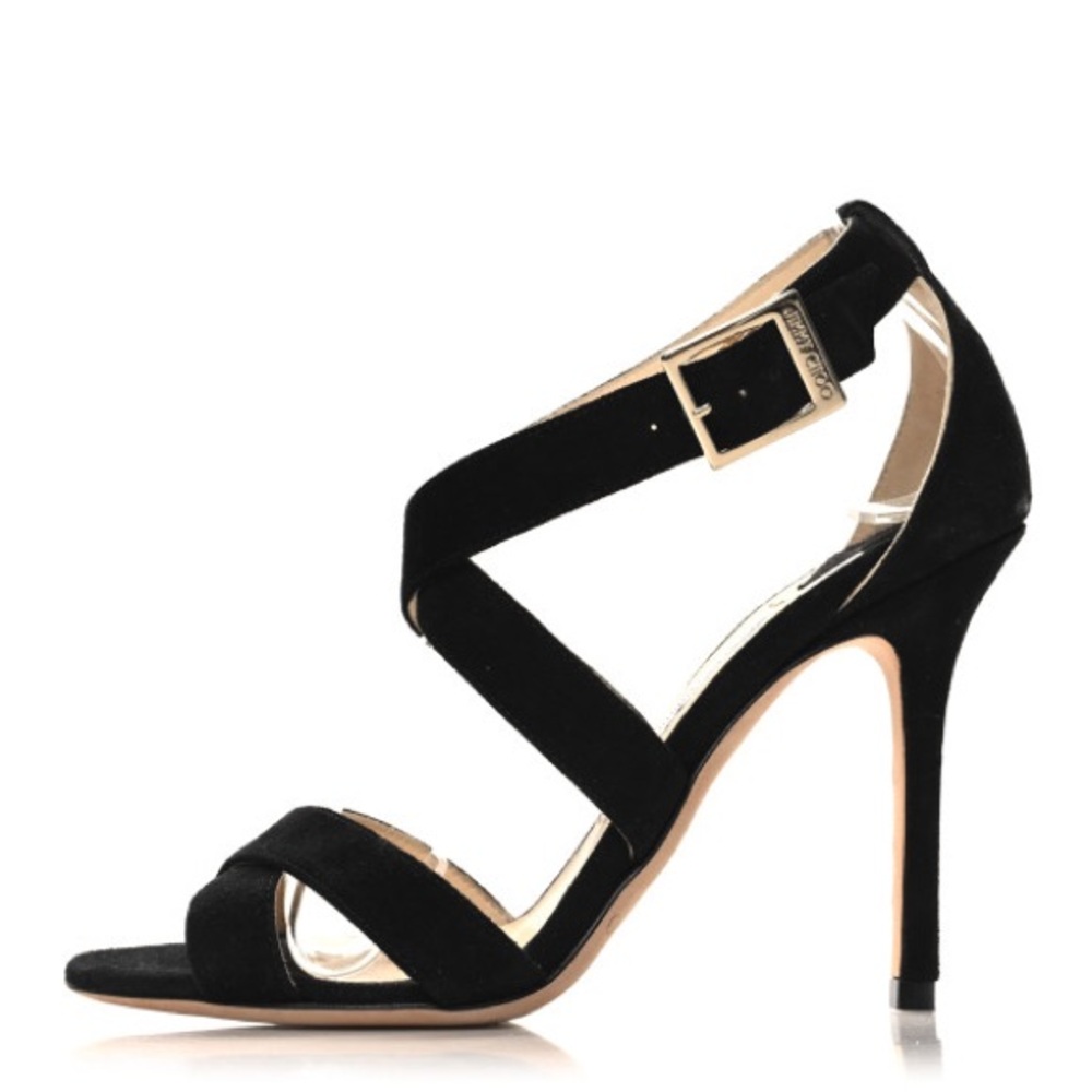 JIMMY CHOO 
Black Suede Sandals SZ 35.5